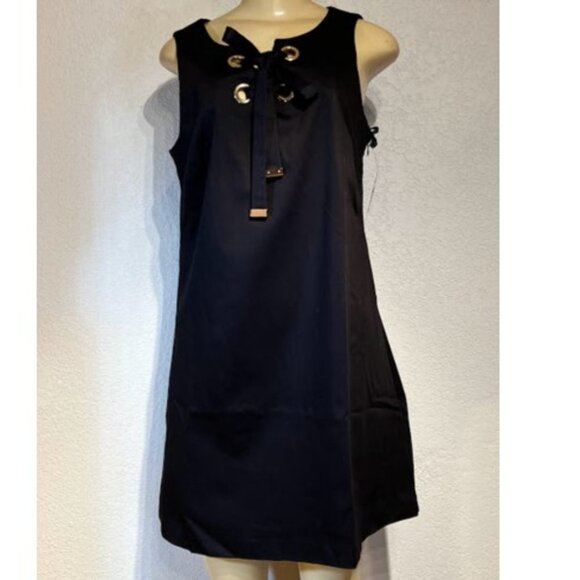 NWT Jessica Simpson Black Lace-Up Mini Dress - Size 6 - Picture 1 of 4